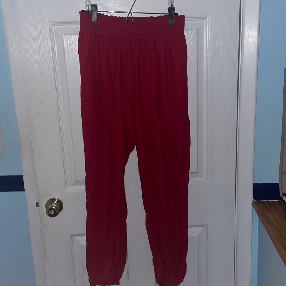 Red High-Waisted Joggers